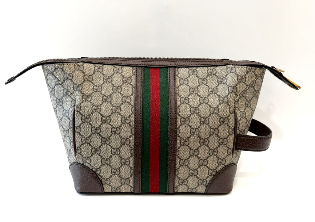 GUCCI GG SUPREME MONOGRAM WEB SAVOY TOILETRY BAG