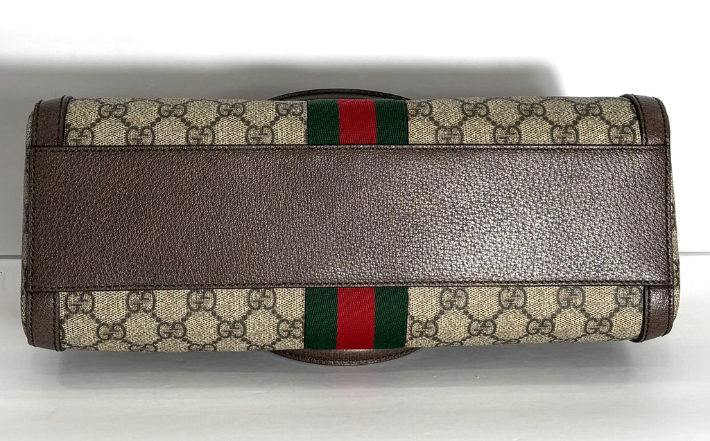GUCCI GG SUPREME WEB BOSTON MEDIUM HANDLE BAG