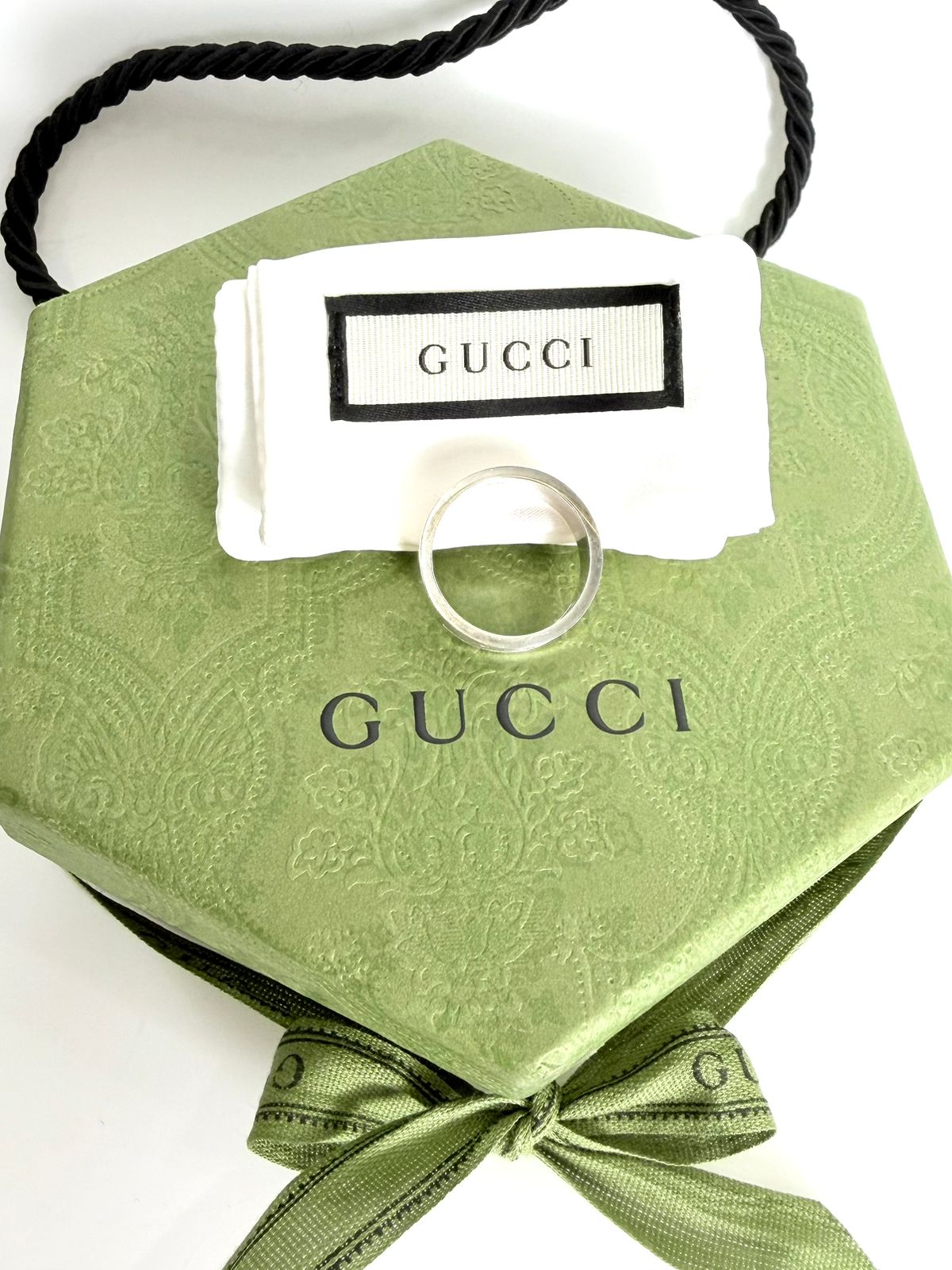 GUCCI CUTOUT G LOGO STERLING SILVER RING