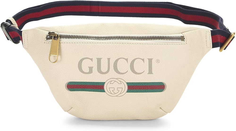 GUCCI GRAINED CALFSKIN LEATHER SMALL LOGO BELT BAG
