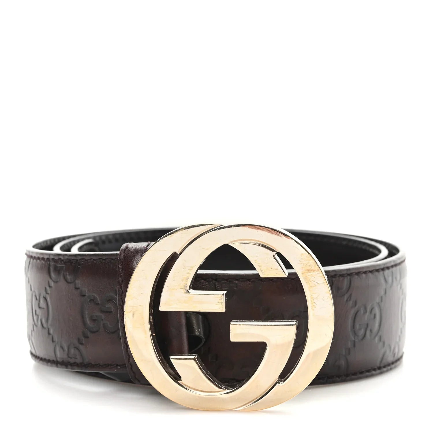 GUCCI GUCCISSIMA INTERLOCKING G LEATHER BELT