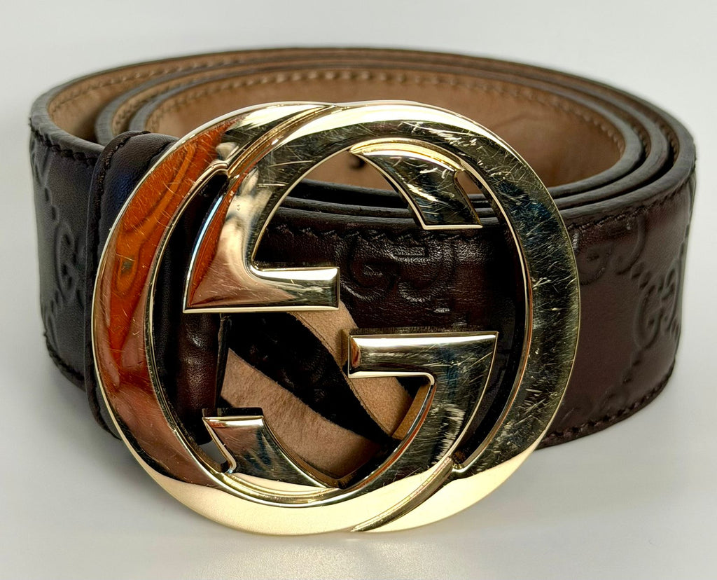 GUCCI GUCCISSIMA INTERLOCKING G LEATHER BELT