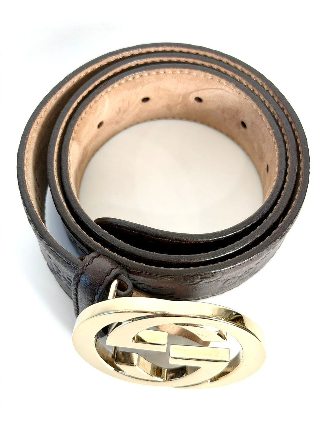 GUCCI GUCCISSIMA INTERLOCKING G LEATHER BELT