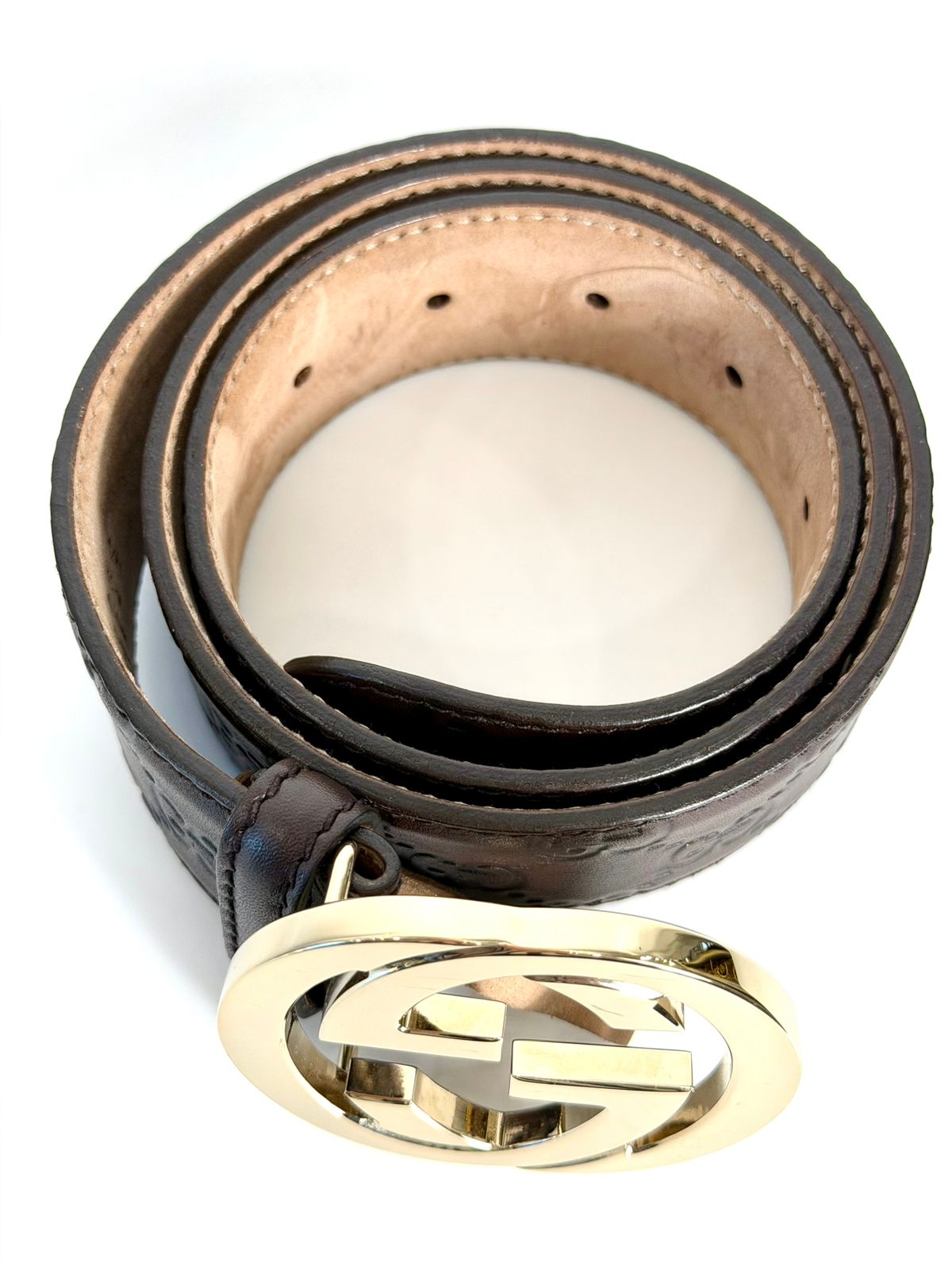 GUCCI GUCCISSIMA INTERLOCKING G LEATHER BELT