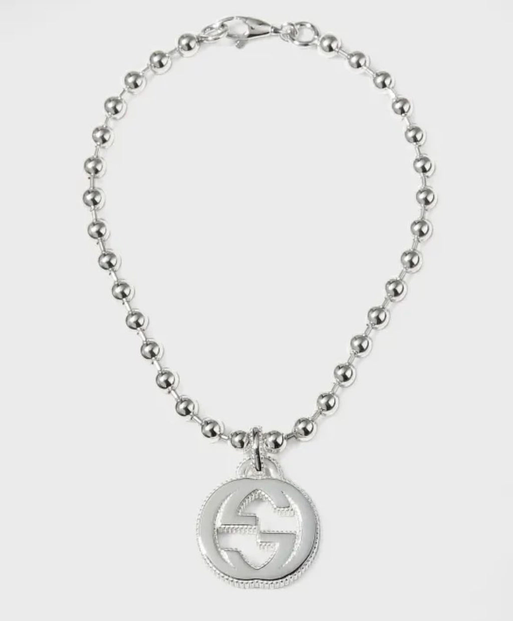 GUCCI INTERLOCKING G STERLING SILVER BEAD BRACELET