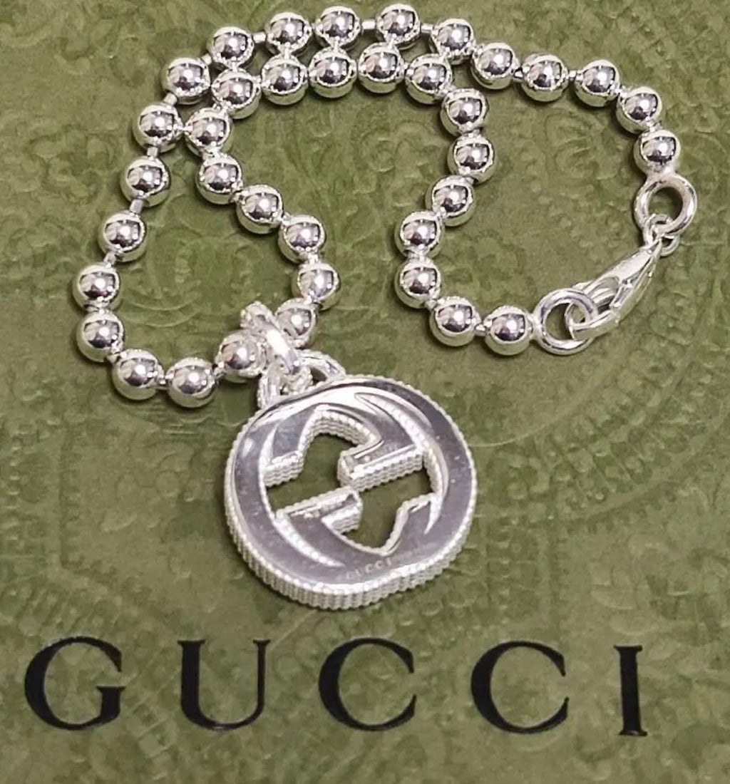GUCCI INTERLOCKING G STERLING SILVER BEAD BRACELET