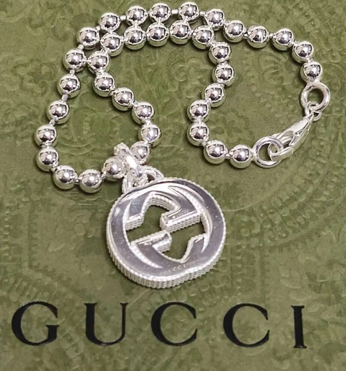 GUCCI INTERLOCKING G STERLING SILVER BEAD BRACELET