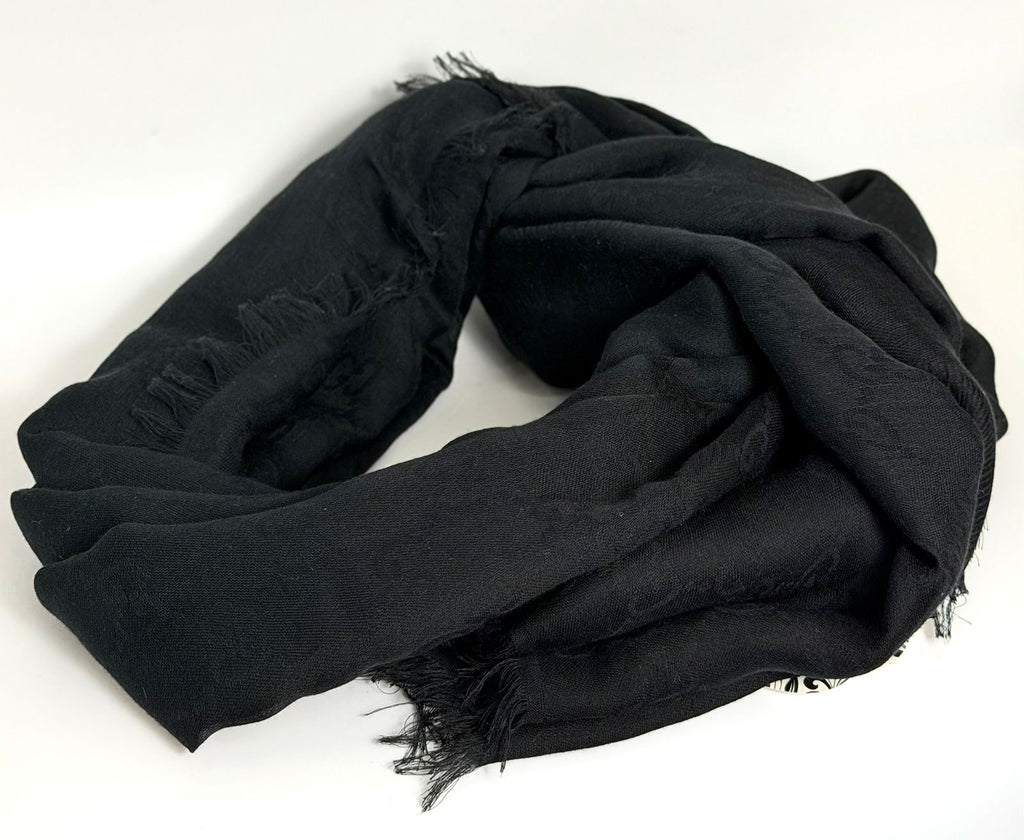 GUCCI GG MONOGRAM FRINGED JACQUARD SHAWL