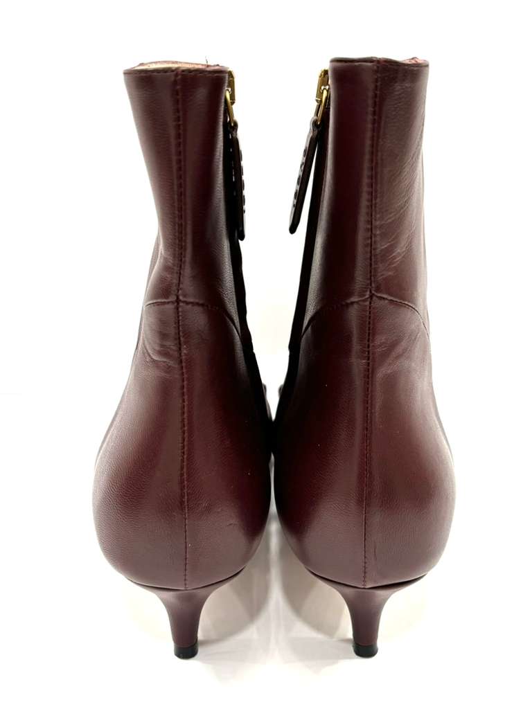 GUCCI ZUMMI CALFSKIN LEATHER KITTEN HEEL ANKLE BOOTS
