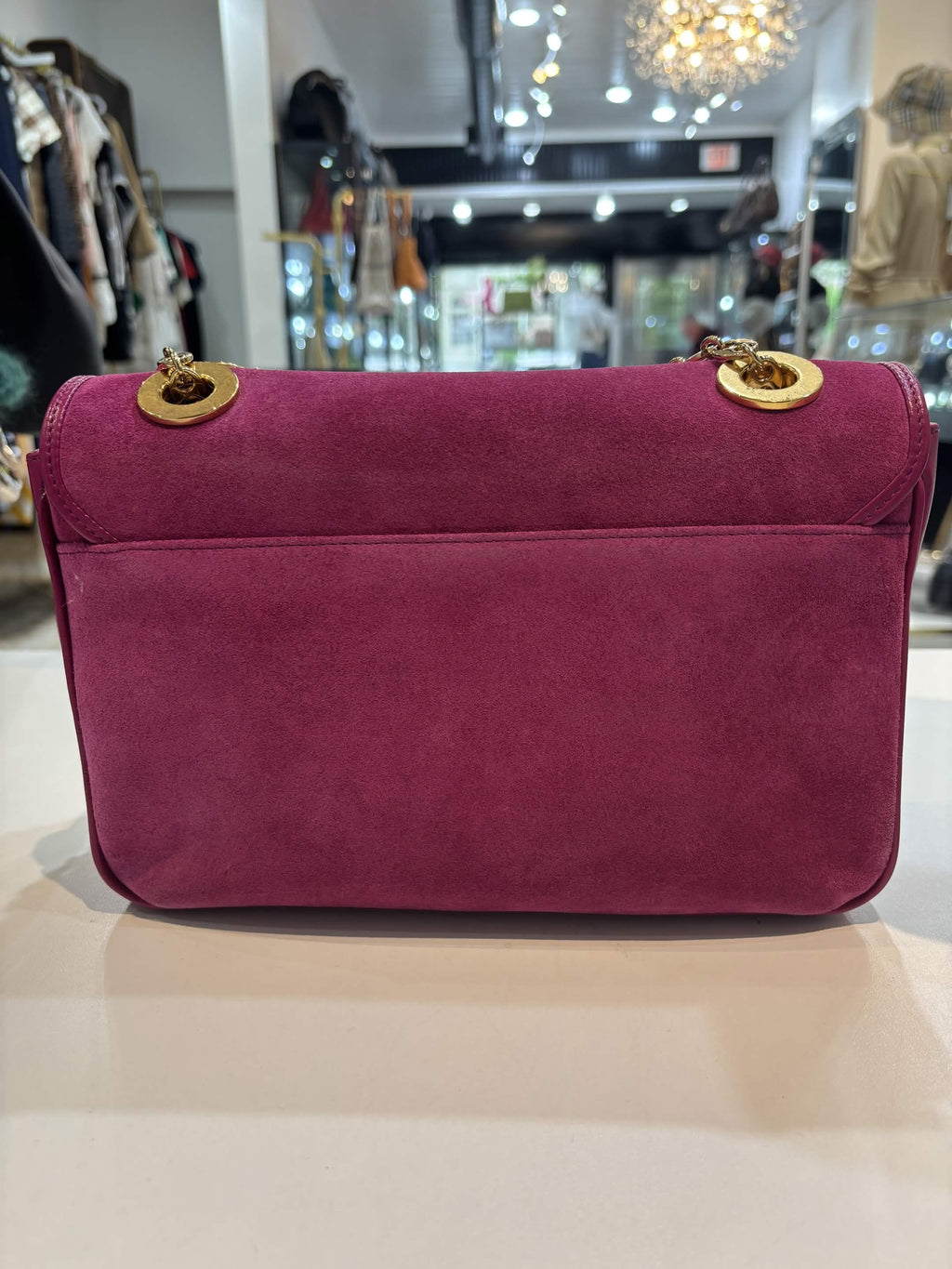 GUCCI MARINA SUEDE AZALEA CALFSKIN LEATHER SHOULDER BAG
