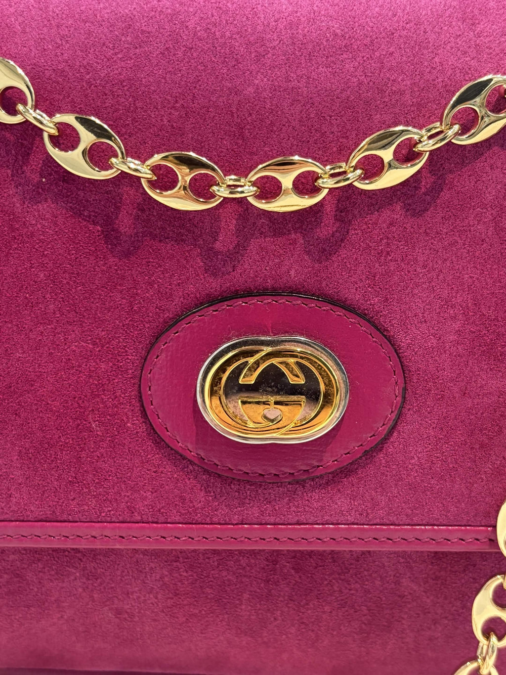 GUCCI MARINA SUEDE AZALEA CALFSKIN LEATHER SHOULDER BAG