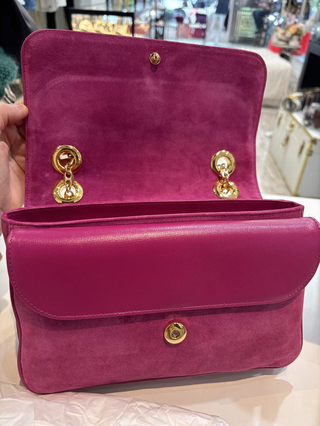GUCCI MARINA SUEDE AZALEA CALFSKIN LEATHER SHOULDER BAG