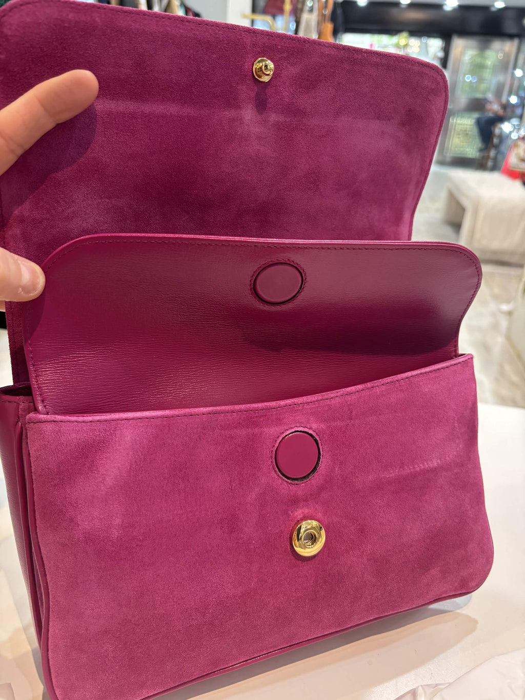 GUCCI MARINA SUEDE AZALEA CALFSKIN LEATHER SHOULDER BAG