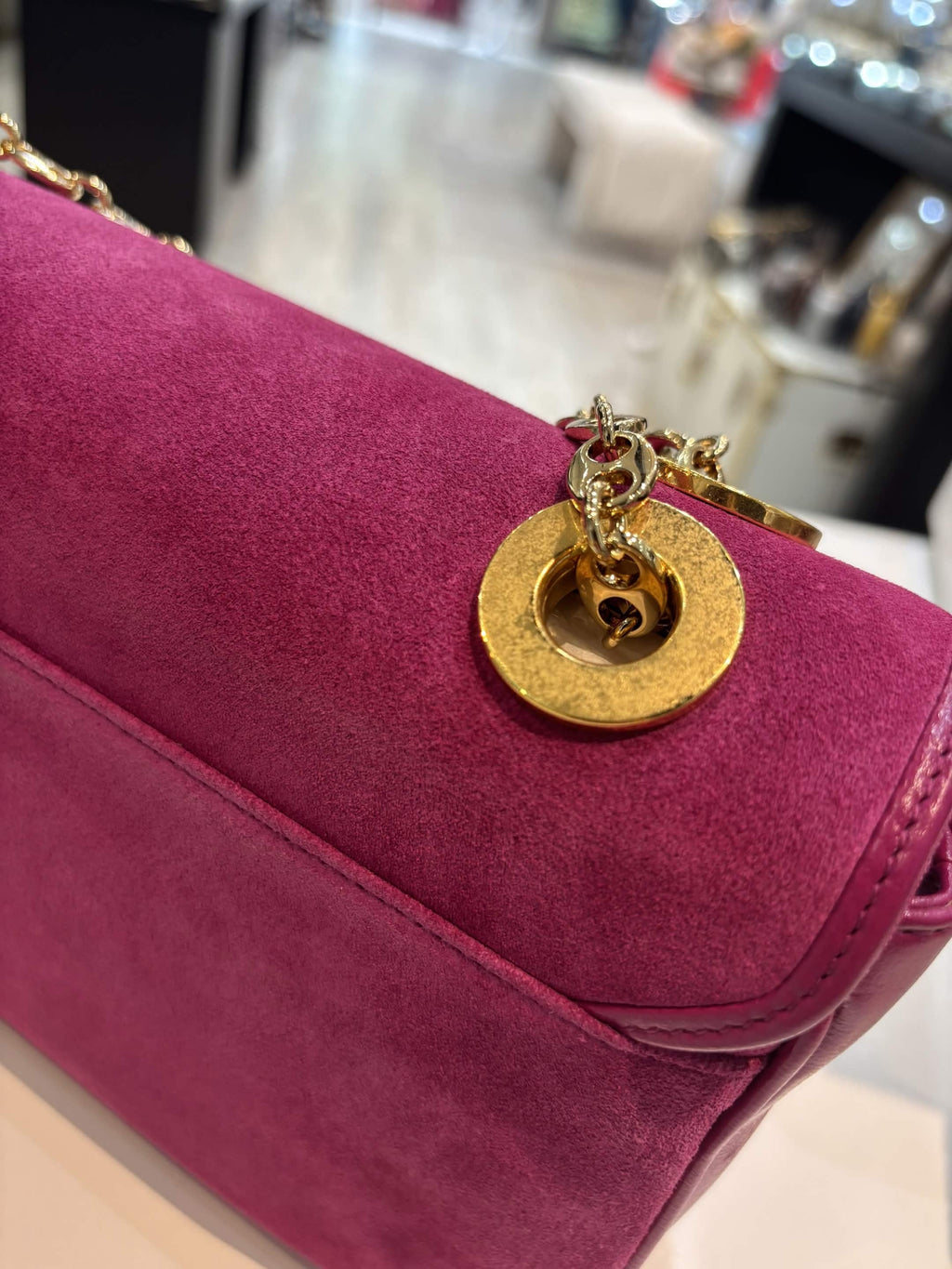 GUCCI MARINA SUEDE AZALEA CALFSKIN LEATHER SHOULDER BAG