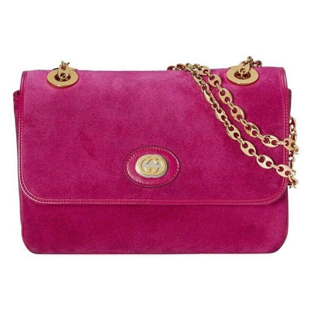 GUCCI MARINA SUEDE AZALEA CALFSKIN LEATHER SHOULDER BAG
