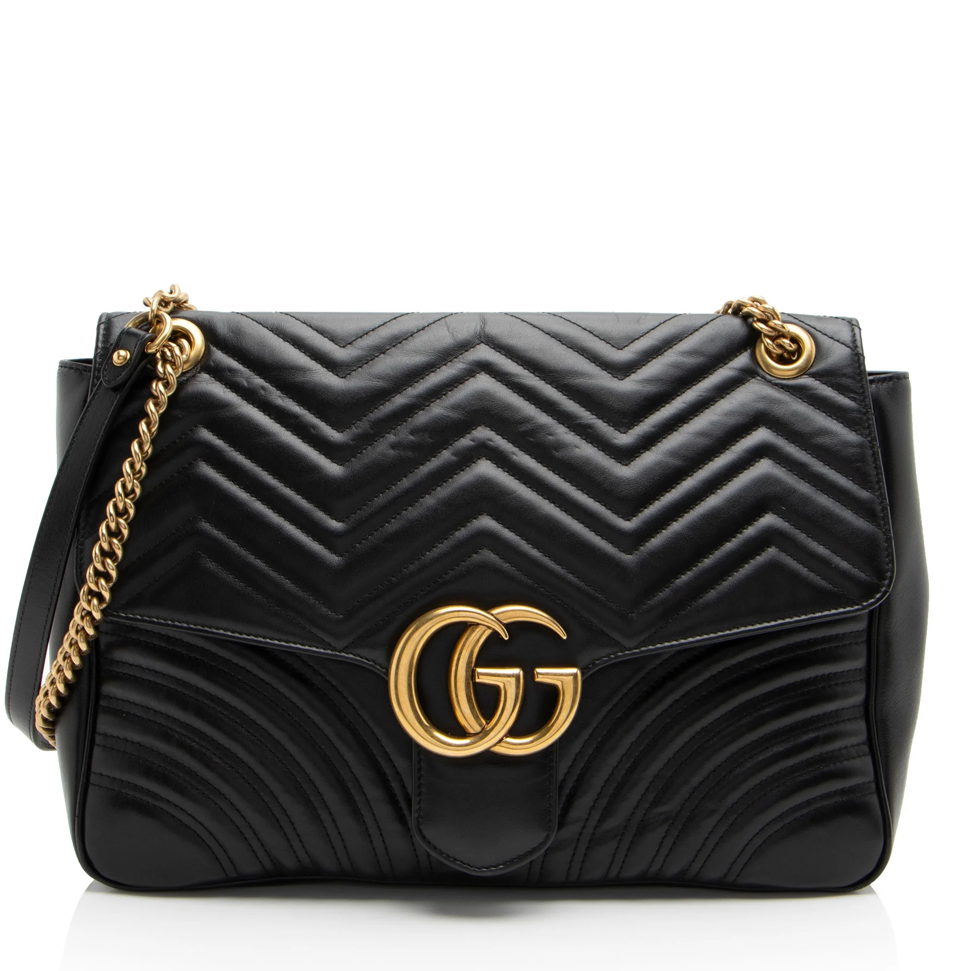 GUCCI MARMONT MATELASSE LARGE CALFSKIN LEATHER SHOULDER BAG