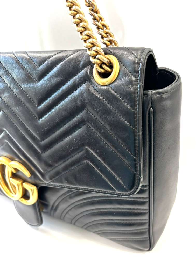 GUCCI MARMONT MATELASSE LARGE CALFSKIN LEATHER SHOULDER BAG