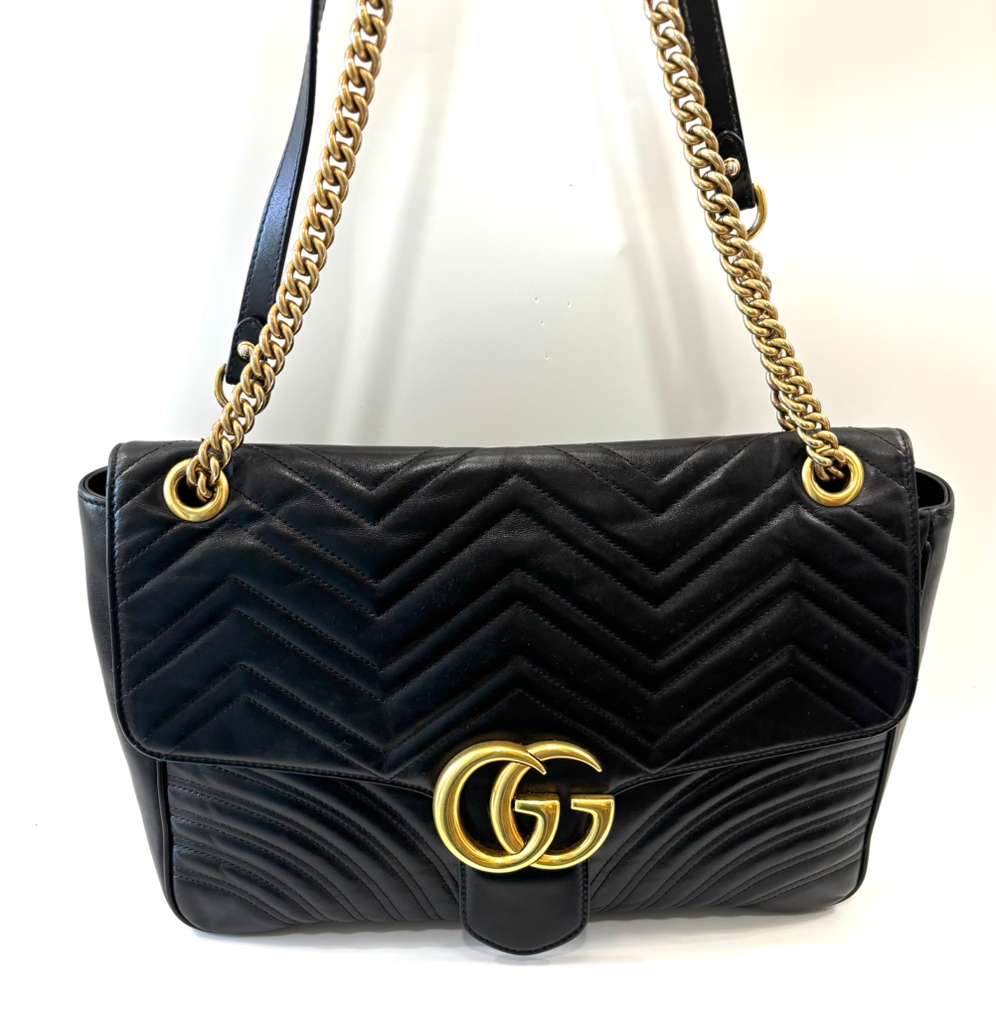 GUCCI MARMONT MATELASSE LARGE CALFSKIN LEATHER SHOULDER BAG