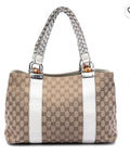 GUCCI MEDIUM GG CANVAS BAMBOO LIBECCIO TOTE BAG