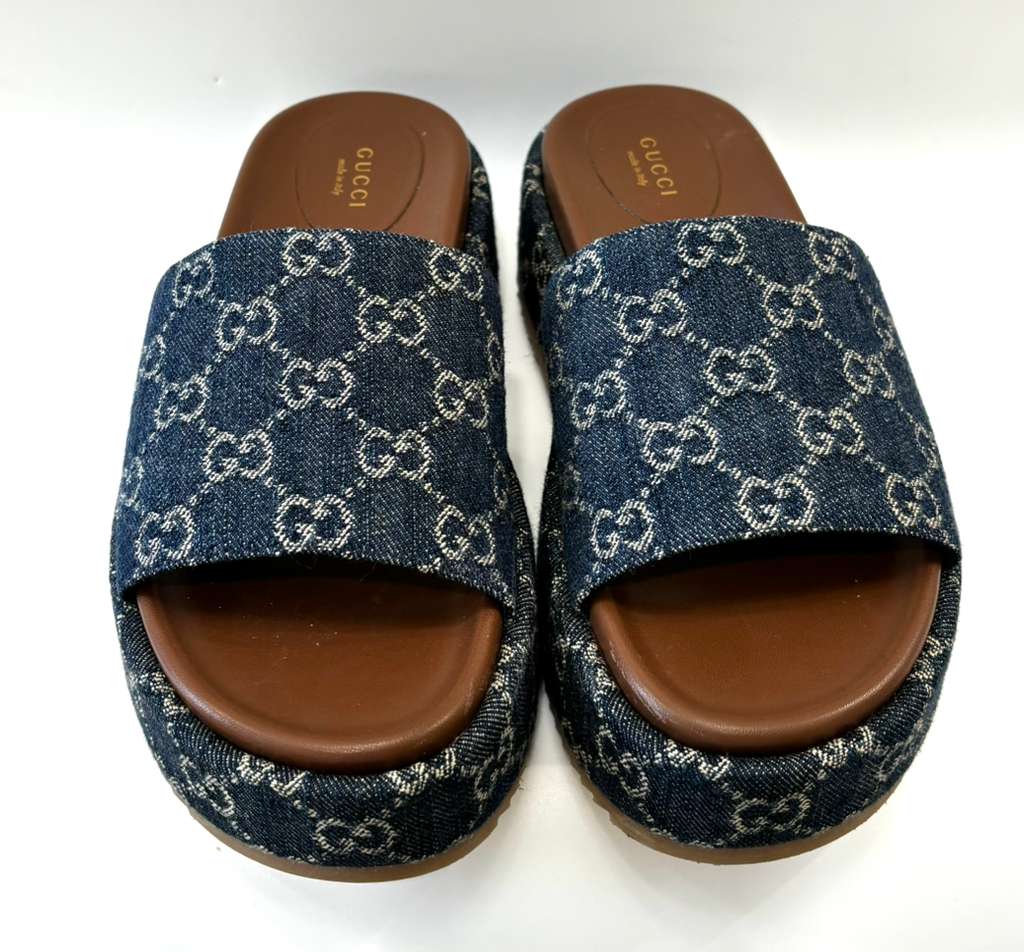 GUCCI GG MONOGRAM ANGELINA PLATFORM SLIDES