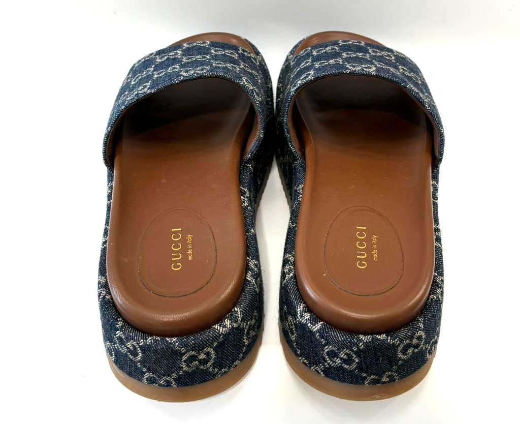 GUCCI GG MONOGRAM ANGELINA PLATFORM SLIDES