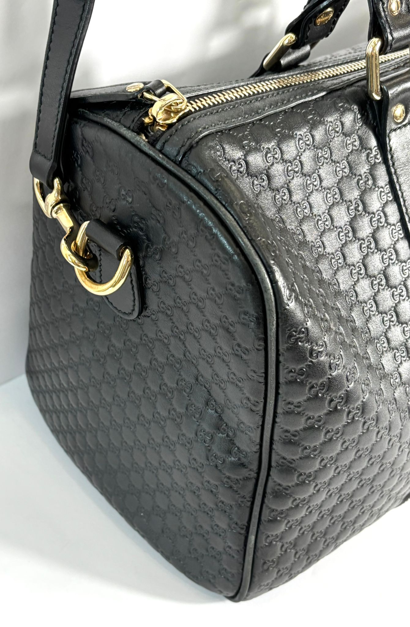 GUCCI NICE MICROGUCCISSIMA LEATHER BOSTON BAG
