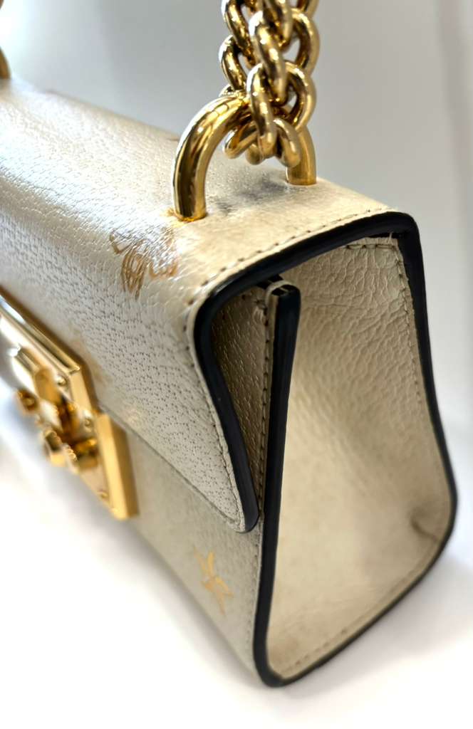 GUCCI PADLOCK BEE LEATHER SHOULDER BAG