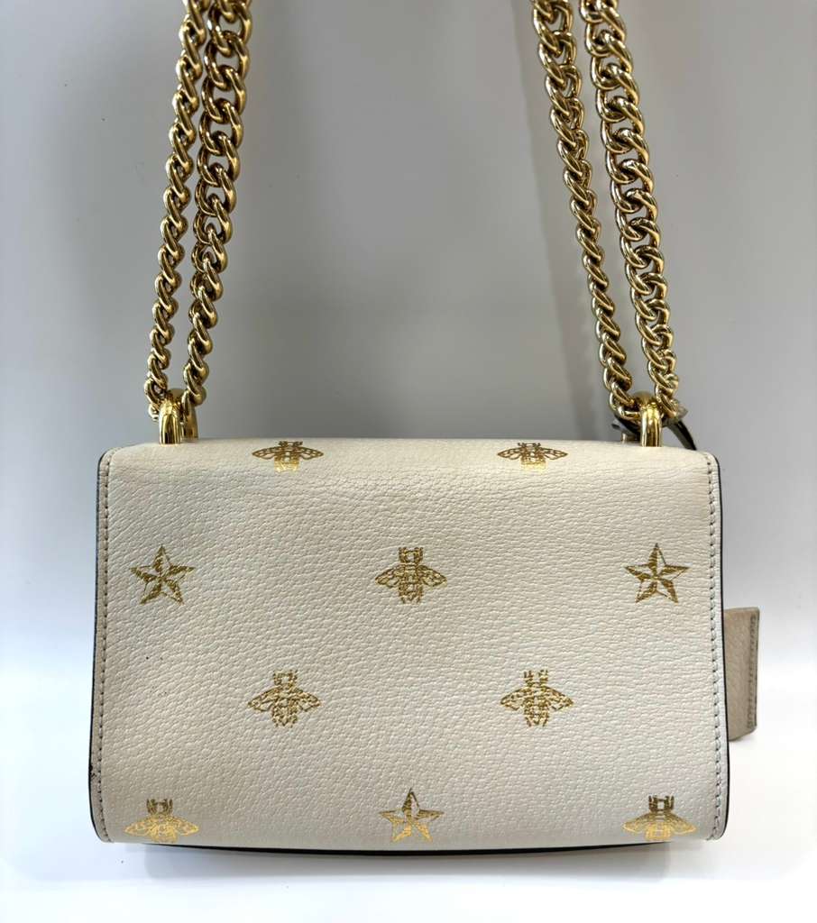 GUCCI PADLOCK BEE LEATHER SHOULDER BAG