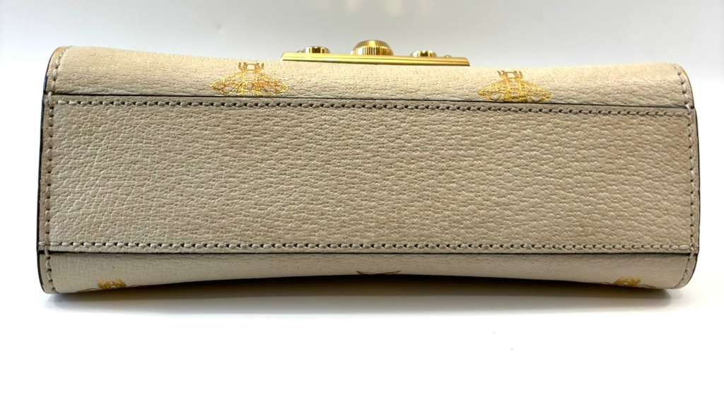 GUCCI PADLOCK BEE LEATHER SHOULDER BAG
