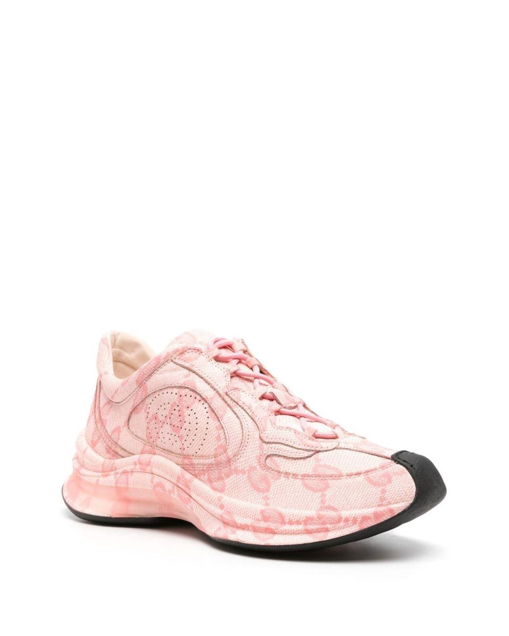 GUCCI PINK GG RUNNER PRINT LEATHER SNEAKERS