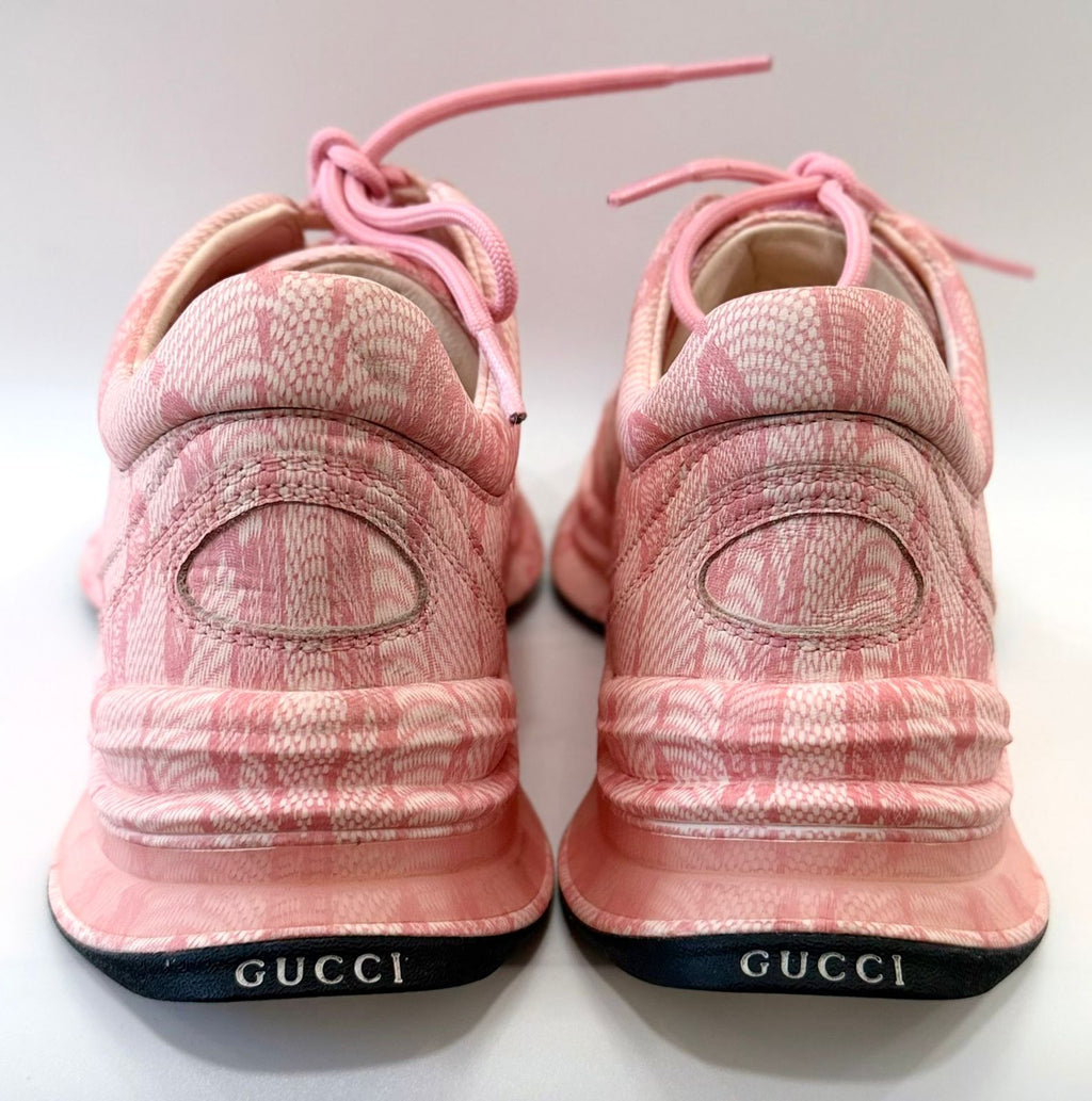GUCCI PINK GG RUNNER PRINT LEATHER SNEAKERS
