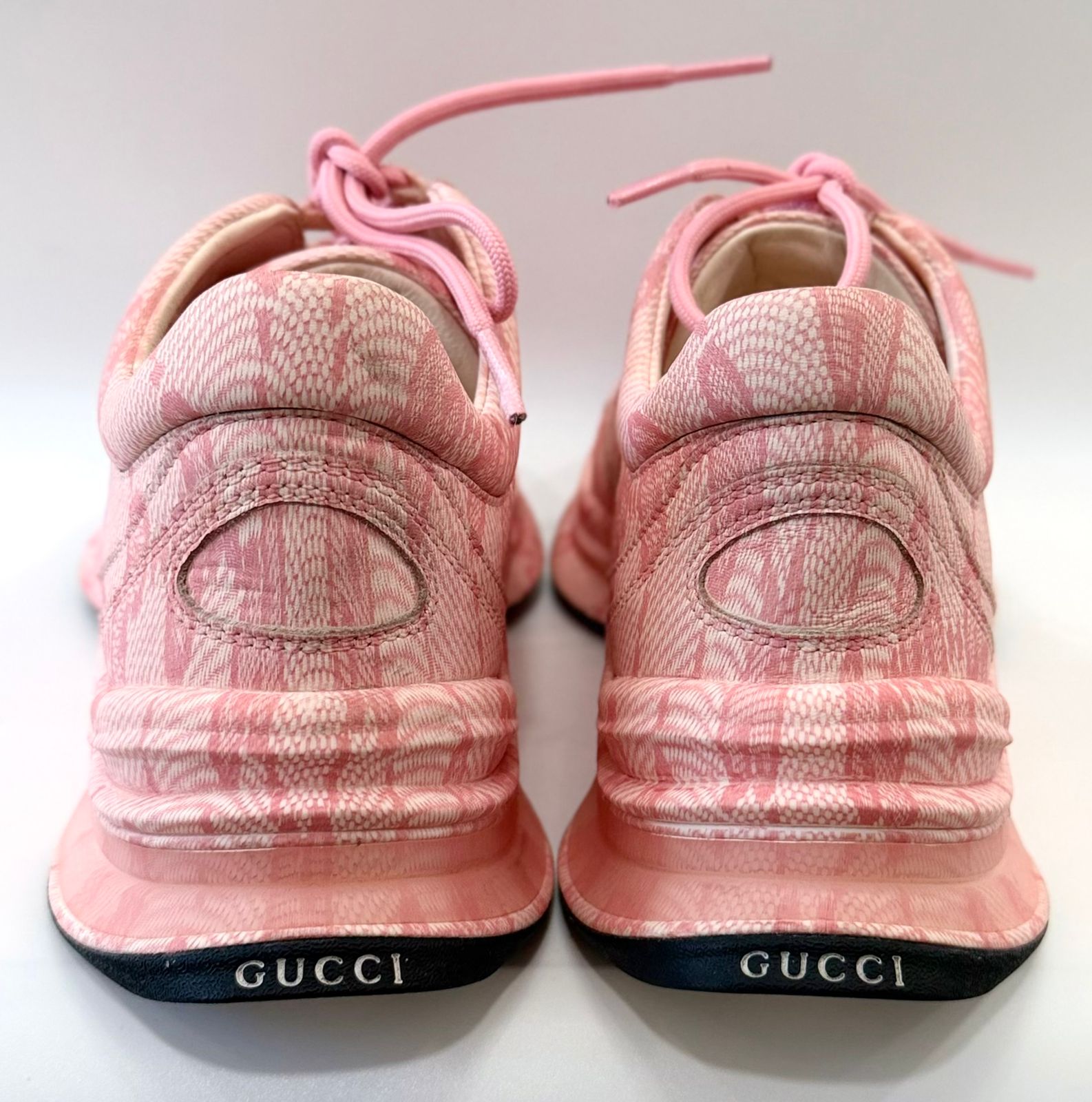 GUCCI PINK GG RUNNER PRINT LEATHER SNEAKERS