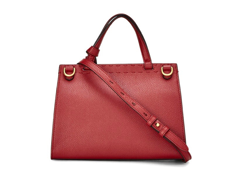 GUCCI RED PEBBLED LEATHER MARMONT TOP HANDLE BAG