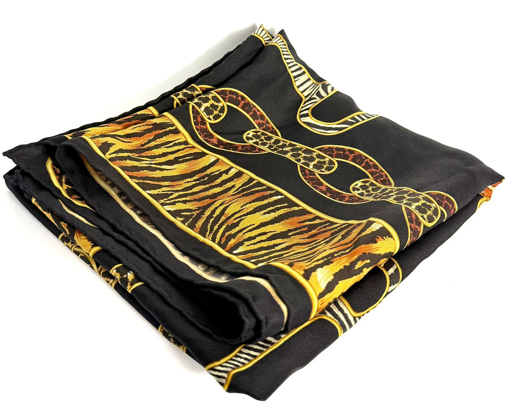 GUCCI SILK GG ANIMAL PRINT HORSEBIT SILK SCARF