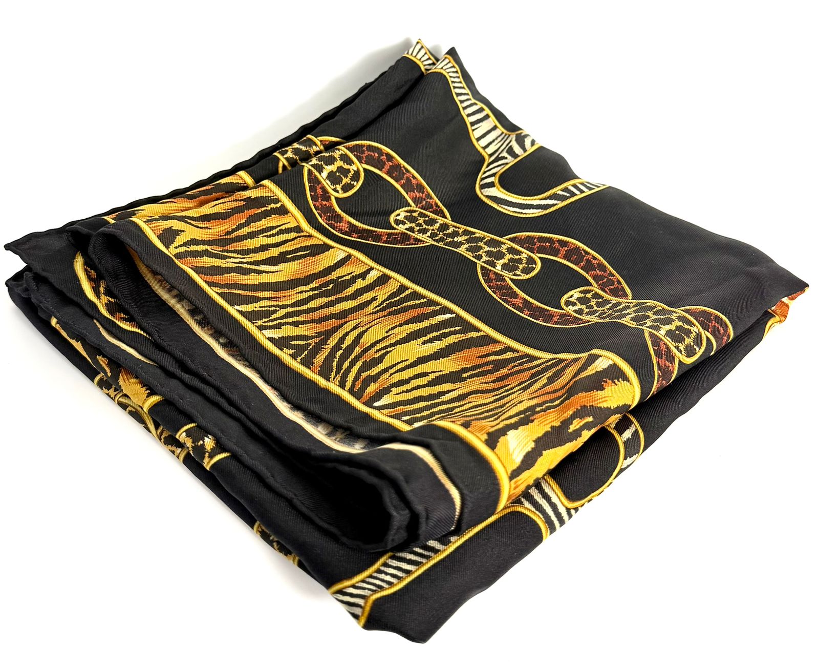 GUCCI SILK GG ANIMAL PRINT HORSEBIT SILK SCARF