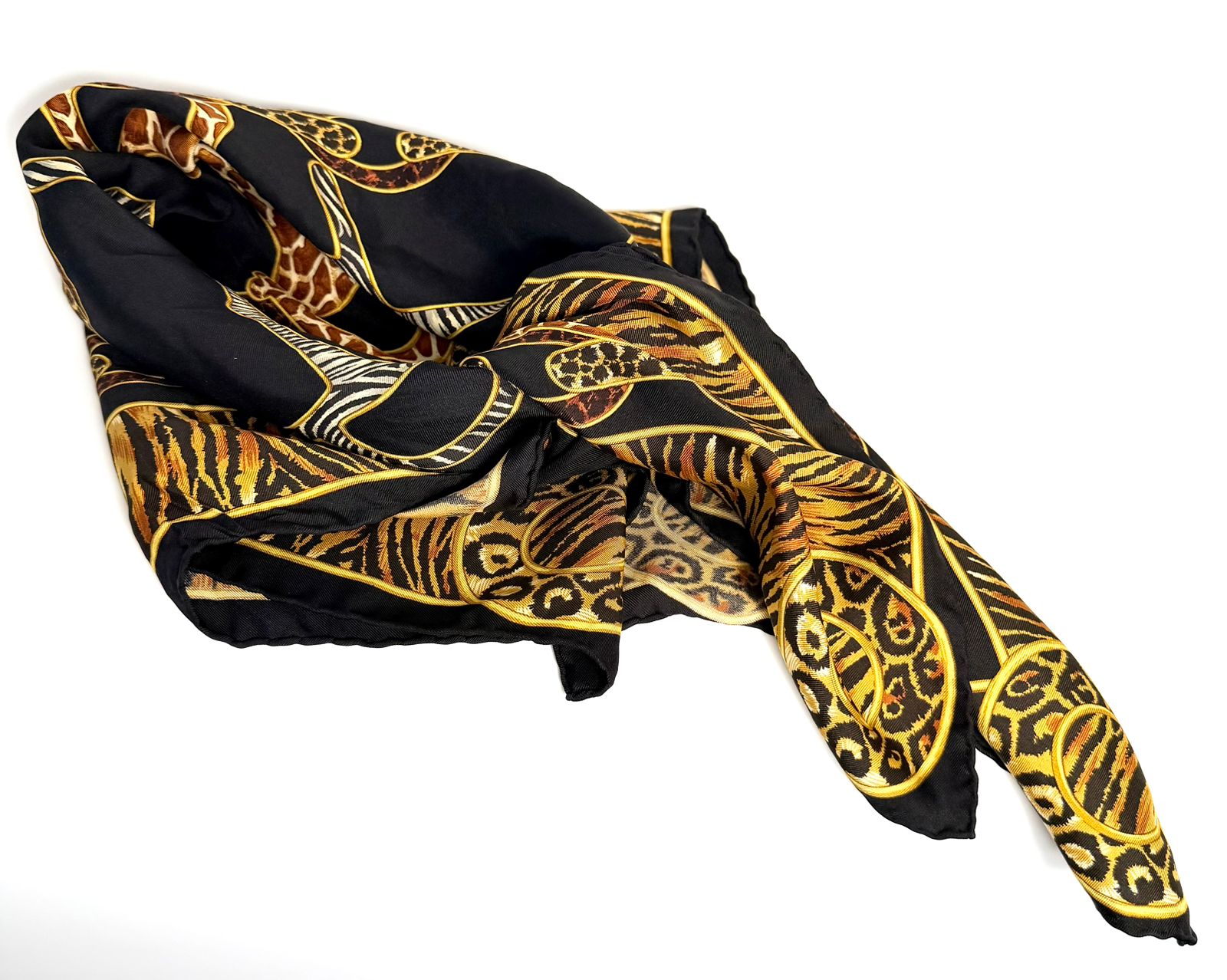GUCCI SILK GG ANIMAL PRINT HORSEBIT SILK SCARF