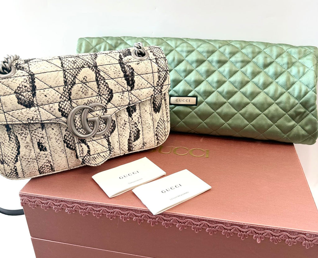 GUCCI GG MARMONT SMALL PYTHON LEATHER SHOULDER BAG