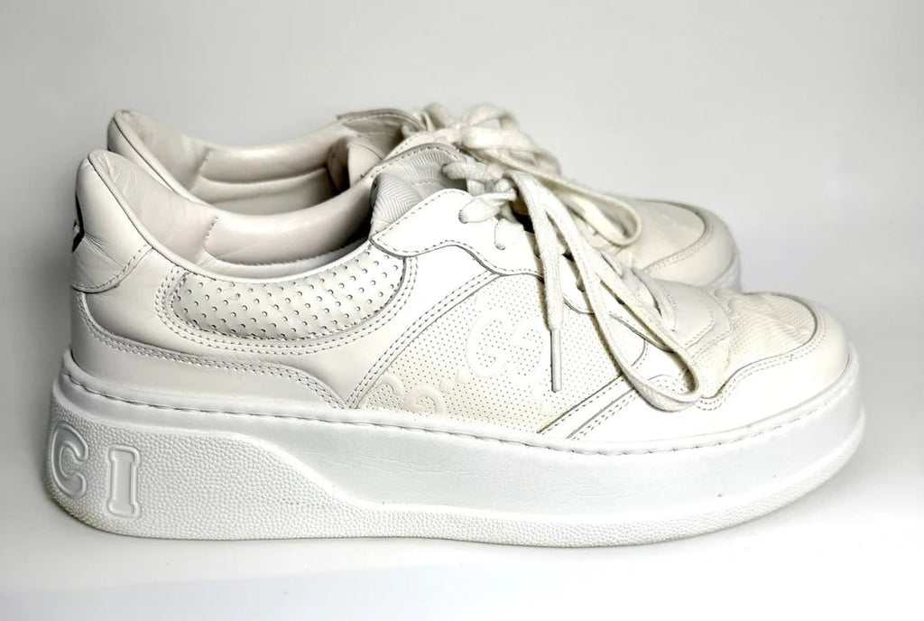 GUCCI GG EMBOSSED LEATHER MEN'S SNEAKERS