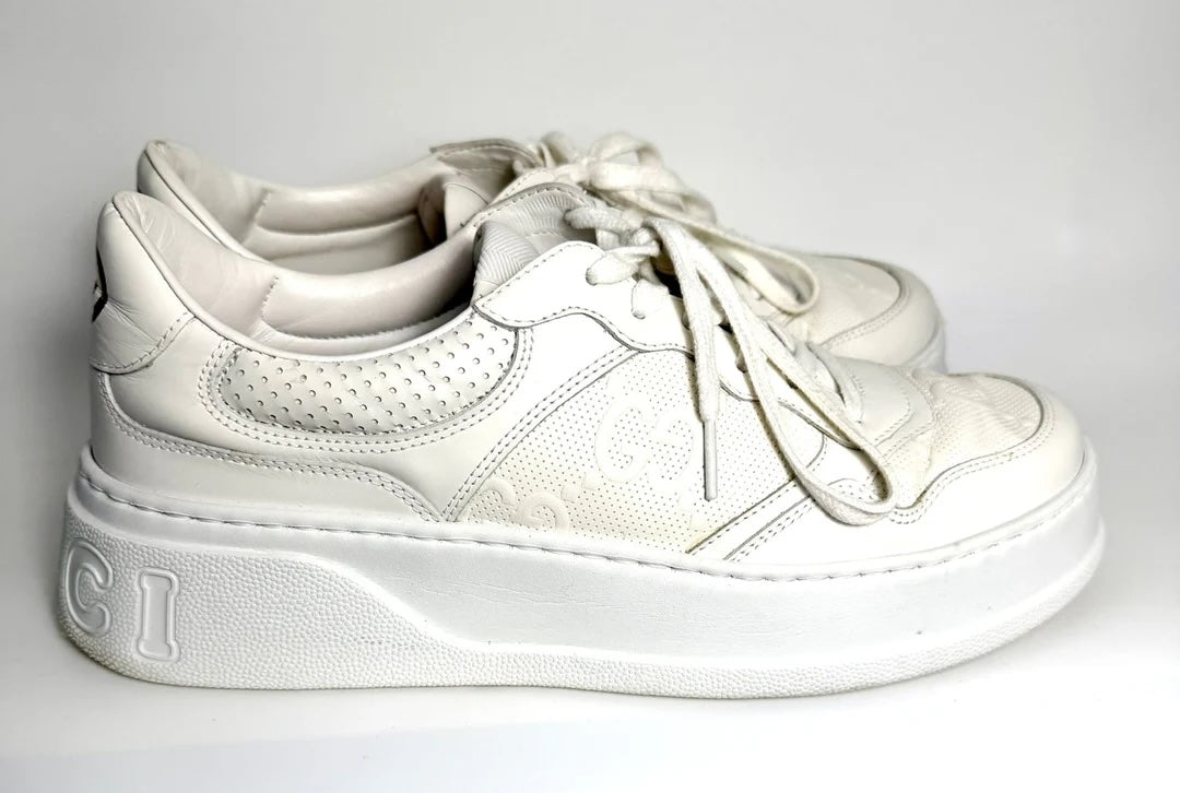 GUCCI GG EMBOSSED LEATHER MEN'S SNEAKERS