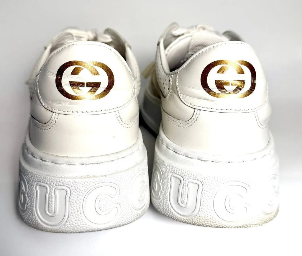 GUCCI GG EMBOSSED LEATHER MEN'S SNEAKERS
