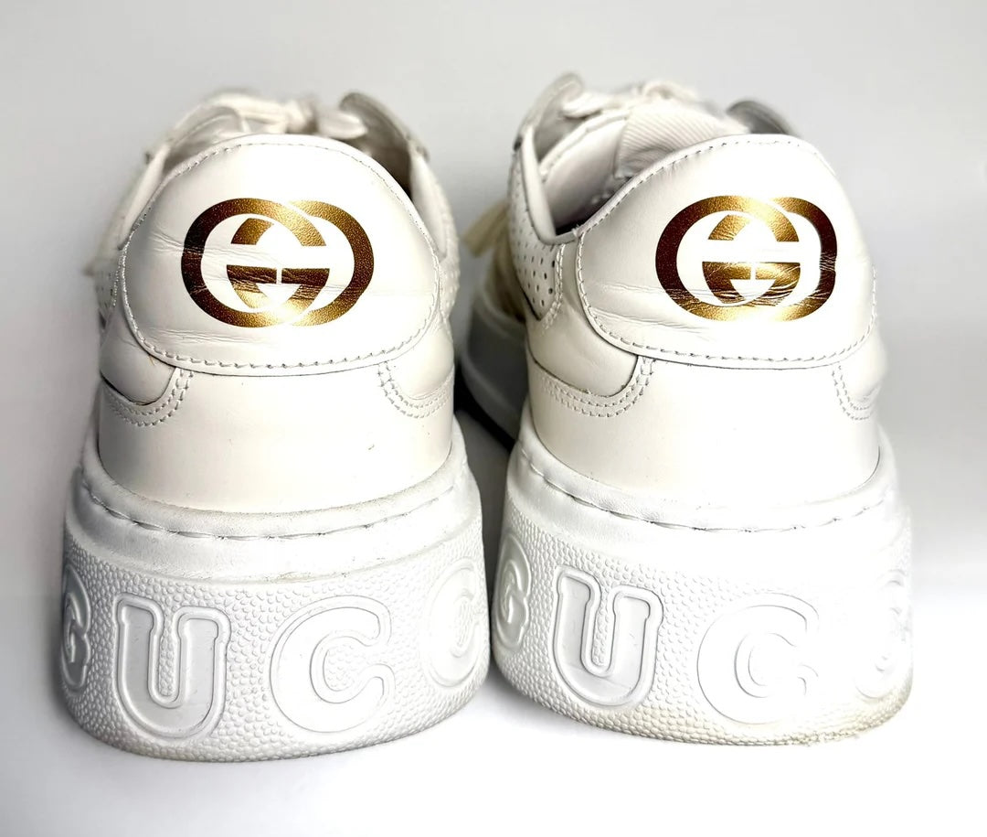 GUCCI GG EMBOSSED LEATHER MEN'S SNEAKERS