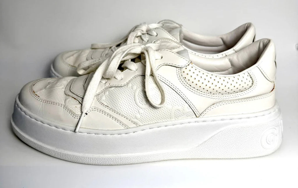 GUCCI GG EMBOSSED LEATHER MEN'S SNEAKERS