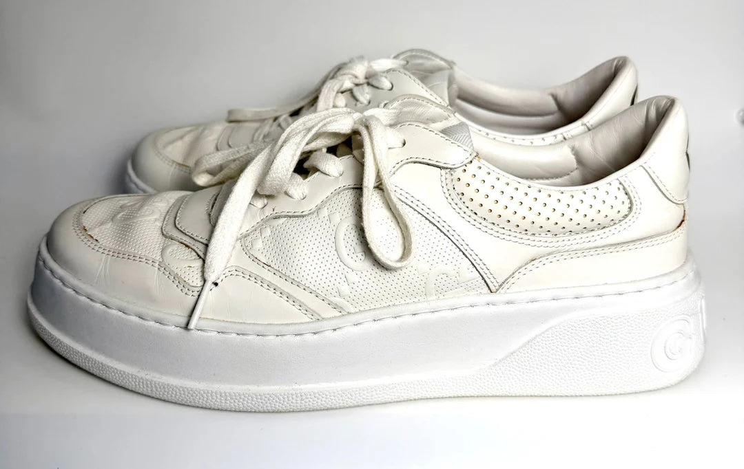 GUCCI GG EMBOSSED LEATHER MEN'S SNEAKERS