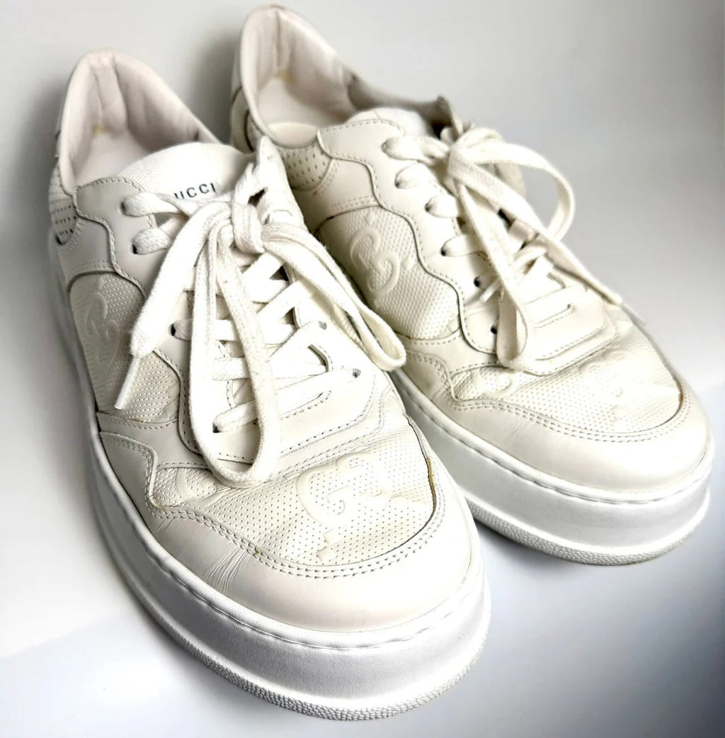 GUCCI GG EMBOSSED LEATHER MEN'S SNEAKERS