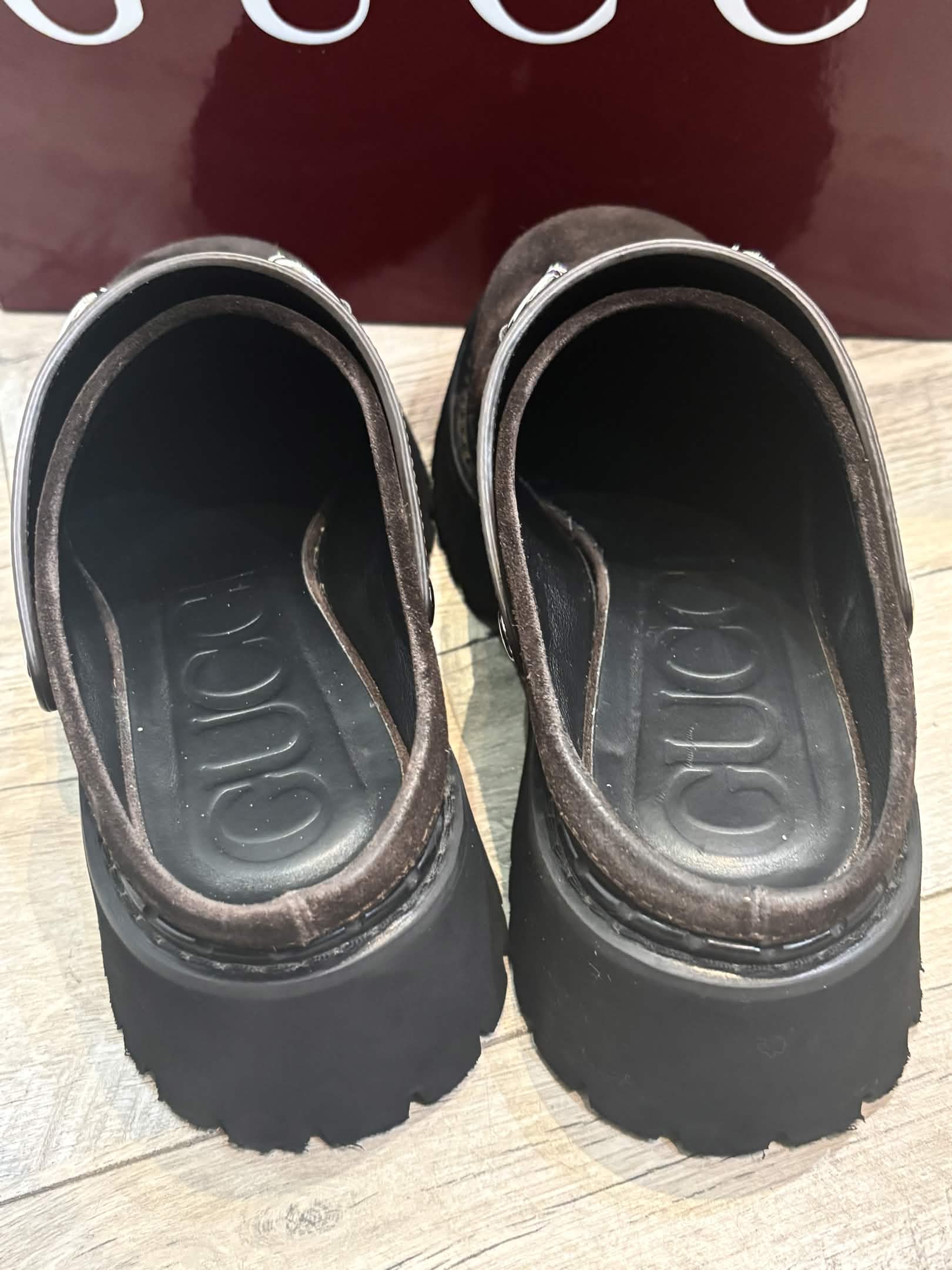 GUCCI WOMEN'S HORSEBIT SUEDE MULES