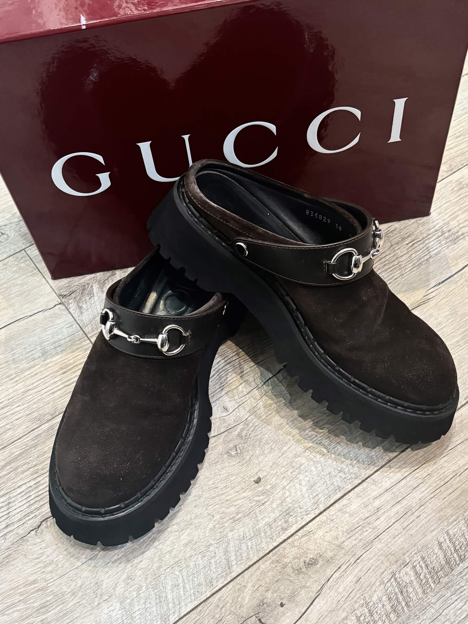GUCCI WOMEN'S HORSEBIT SUEDE MULES