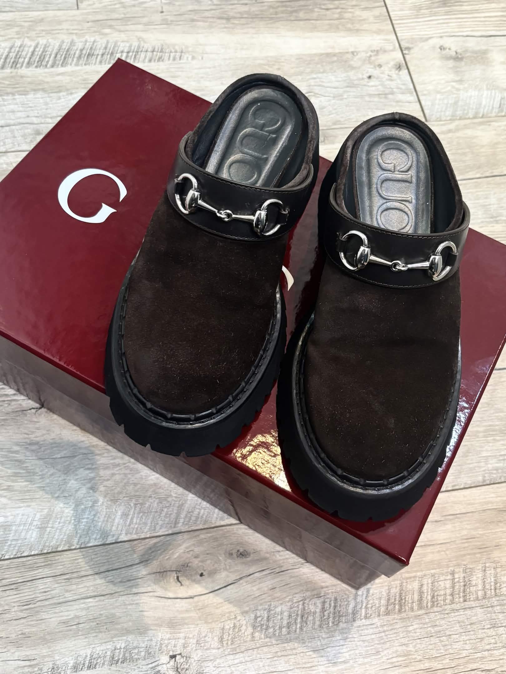 GUCCI WOMEN'S HORSEBIT SUEDE MULES