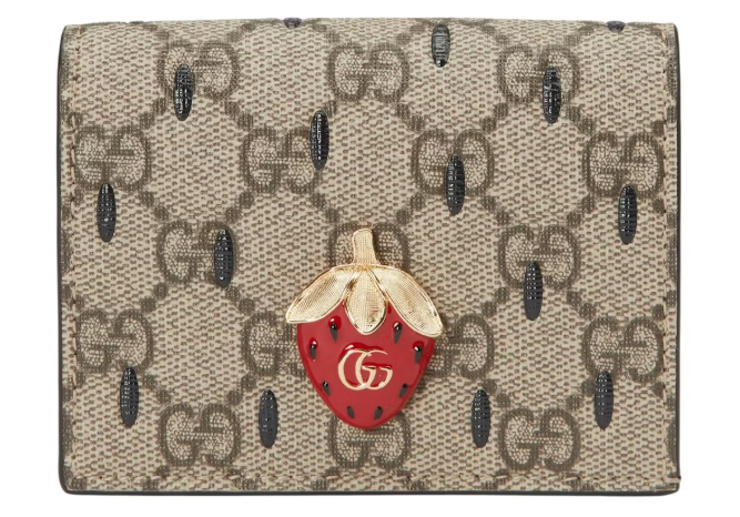 GUCCI BIFOLD GG CANVAS STRAWBERRY WALLET