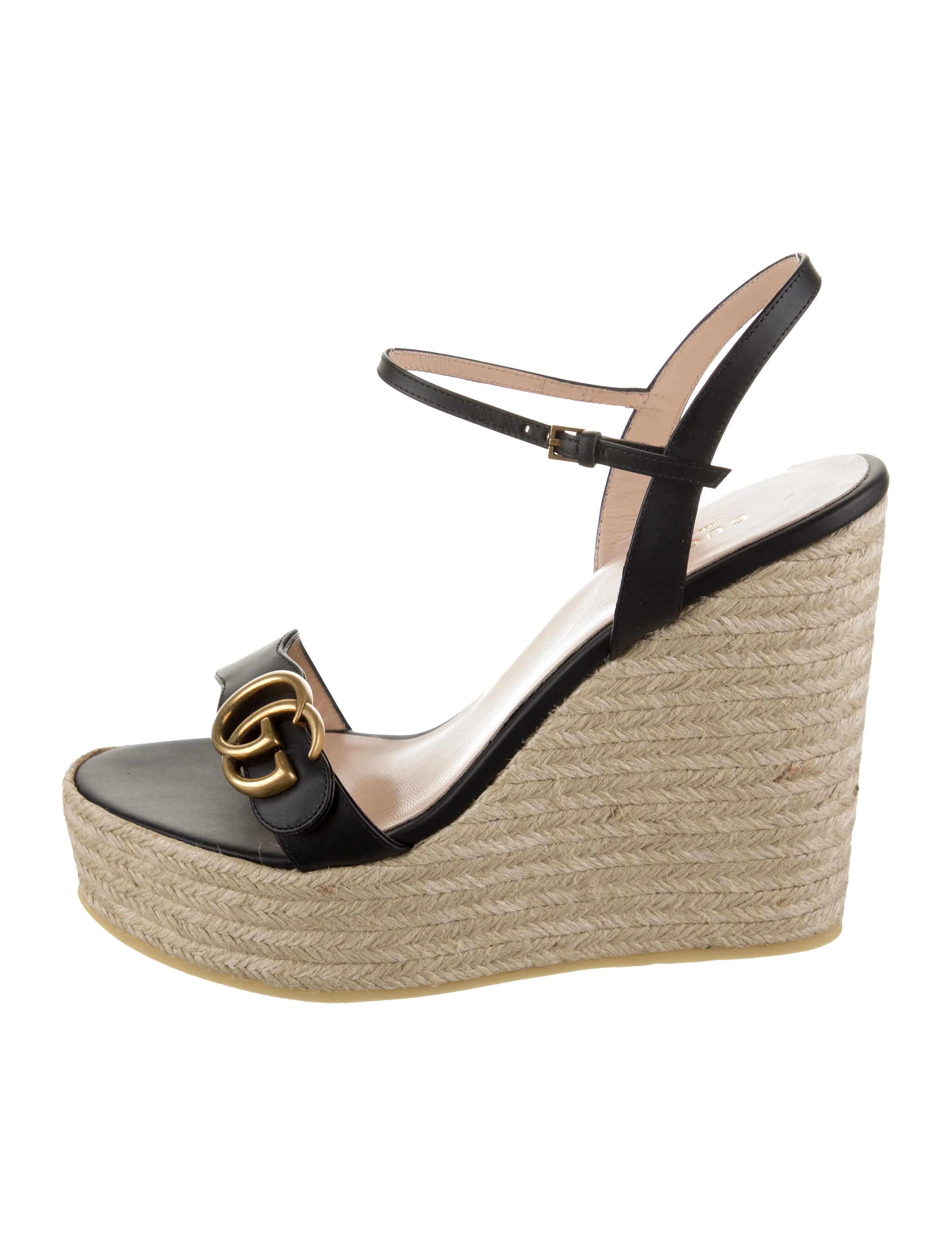GUCCI GG AITANA WEDGE HEEL ESPADRILLE SANDALS