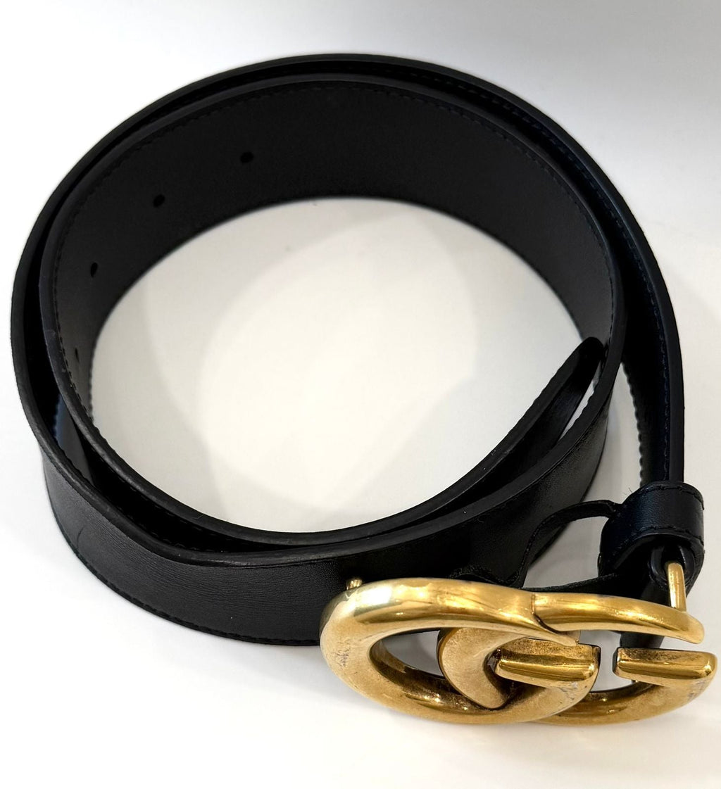 GUCCI GG MARMONT DOUBLE G CALFSKIN LEATHER BELT